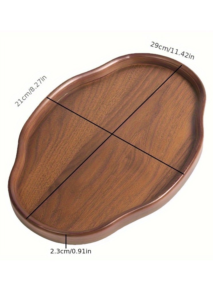 ELFSA Wooden decorative tray, snack and afternoon tea saucer tray, candlestick tray, coffee set tray, storage tray, place tableware, coffee utensils or jewelry, suitable for daily afternoon tea, breakfast, living room, office, hotel - Image 2