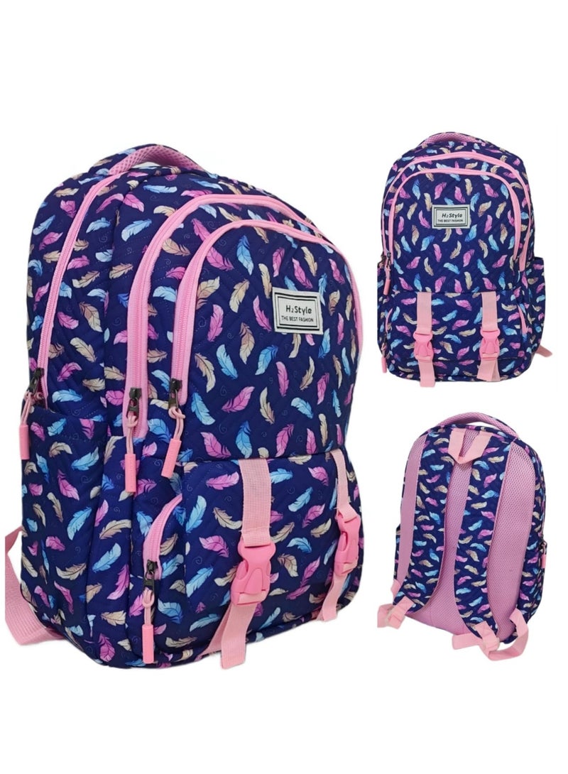 h2 Wide large captone trendy school baded multizips bag backpack - Image 1