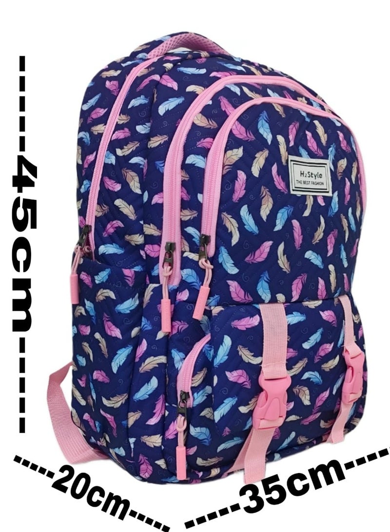 h2 Wide large captone trendy school baded multizips bag backpack - Image 2