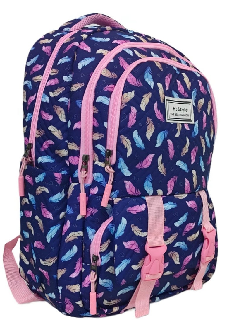 h2 Wide large captone trendy school baded multizips bag backpack - Image 3
