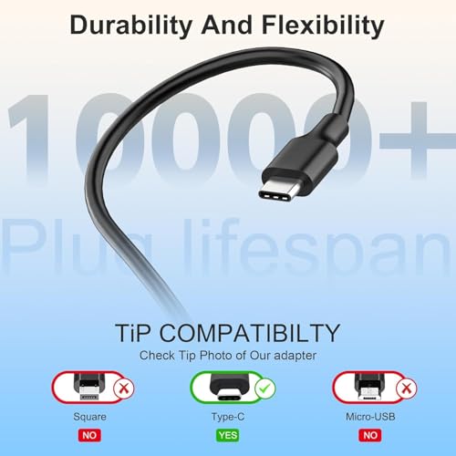 Wefly 65W Laptop Charger USB C Charger for Lenovo ThinkPad x1 Carbon T14 T15 T480 T480s T490 T490s T580 T590 E14 E15 E480 E490 E580 E590 Chromebook 100e 300e 500e C330 S330 Lenovo Yoga Type C Adapter - Image 4