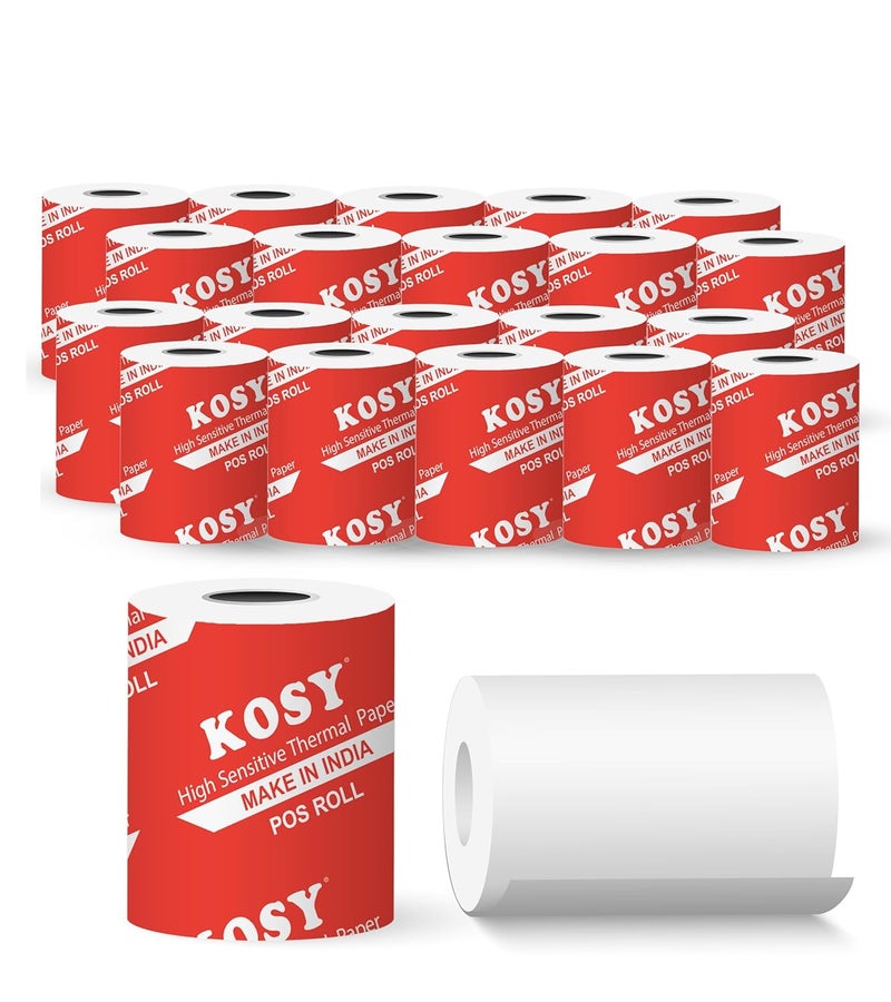 KOSY لفائف ورق حراري لنقاط البيع | 57 مم (2.25 بوصة) | لفائف ورق طابعة حرارية خالية من BPA لآلة نقاط البيع، طابعة إيصالات صغيرة، أنظمة الفوترة وسجلات النقد (20) - Image 1