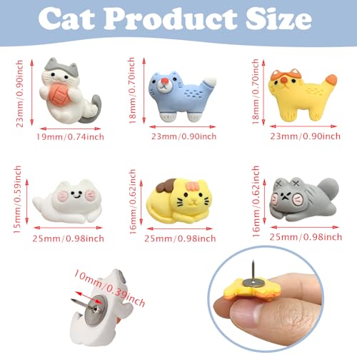 LLDYNW 30 pcs Cat Push Pins Cute Thumbtacks Cartoon Pushpins for Cork Board Photo Memo Paper Menu Maps Drawing Pins - Image 2