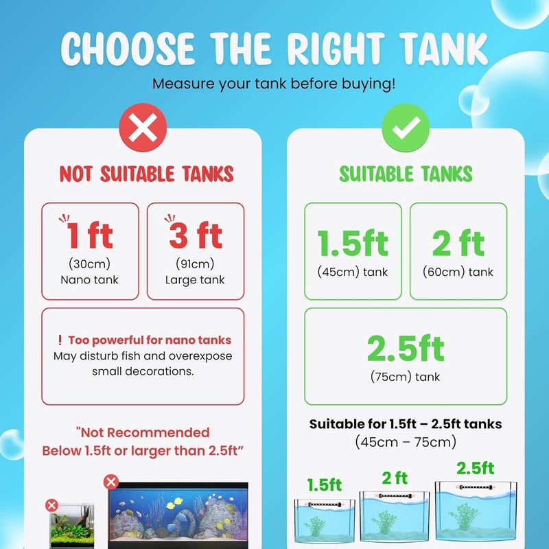 BURAQ ضوء حوض السمك LED متعدد الألوان، مقاوم للماء، موفر للطاقة، أوضاع متعددة الألوان WRGB، أضواء حوض السمك الغاطسة (حتى 2.5 قدم حوض)، زجاج - Image 2