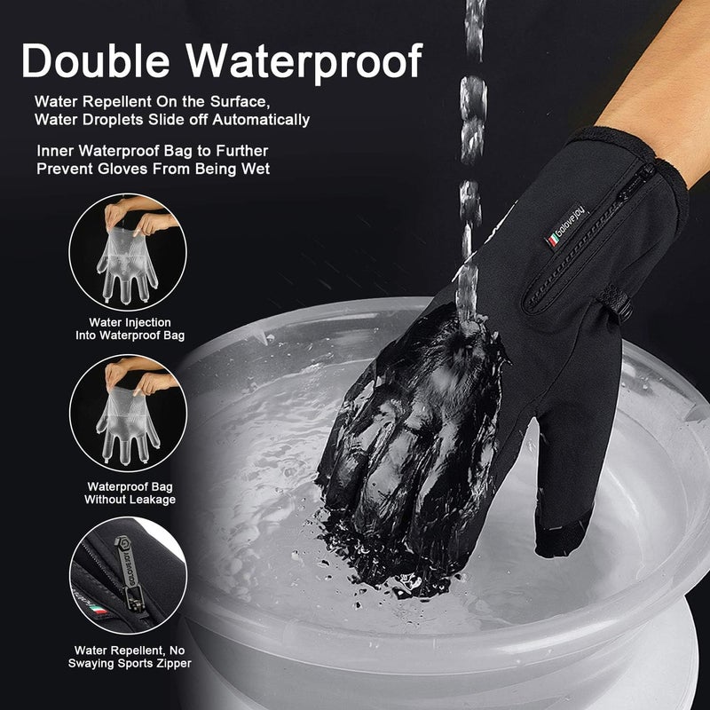 Jeniulet 100% Waterproof Winter Gloves -30℉ Warm Windproof All Fingers Touch Screen Gloves for Men Skiing and Outdoor Work - Image 2