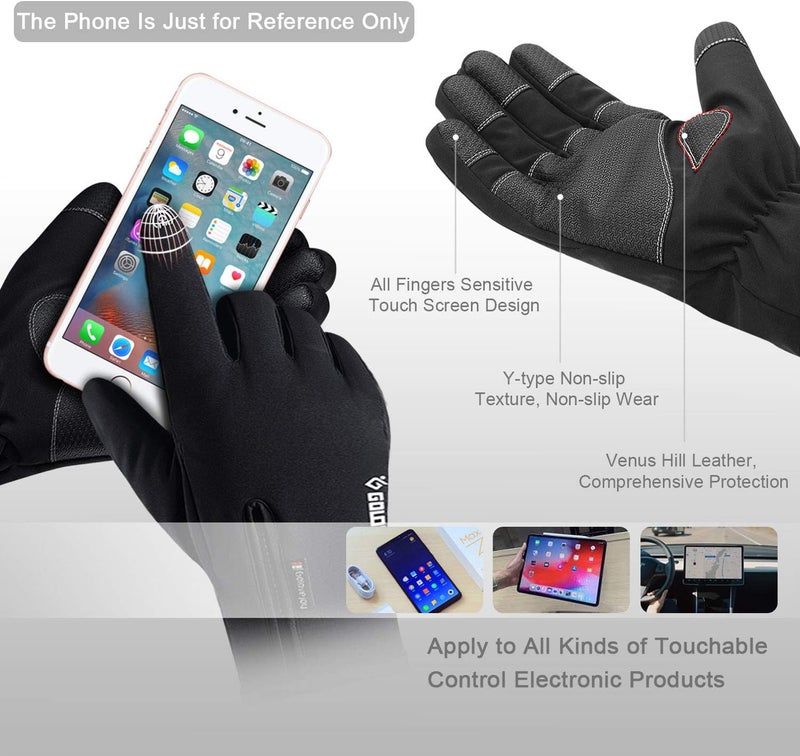 Jeniulet 100% Waterproof Winter Gloves -30℉ Warm Windproof All Fingers Touch Screen Gloves for Men Skiing and Outdoor Work - Image 4