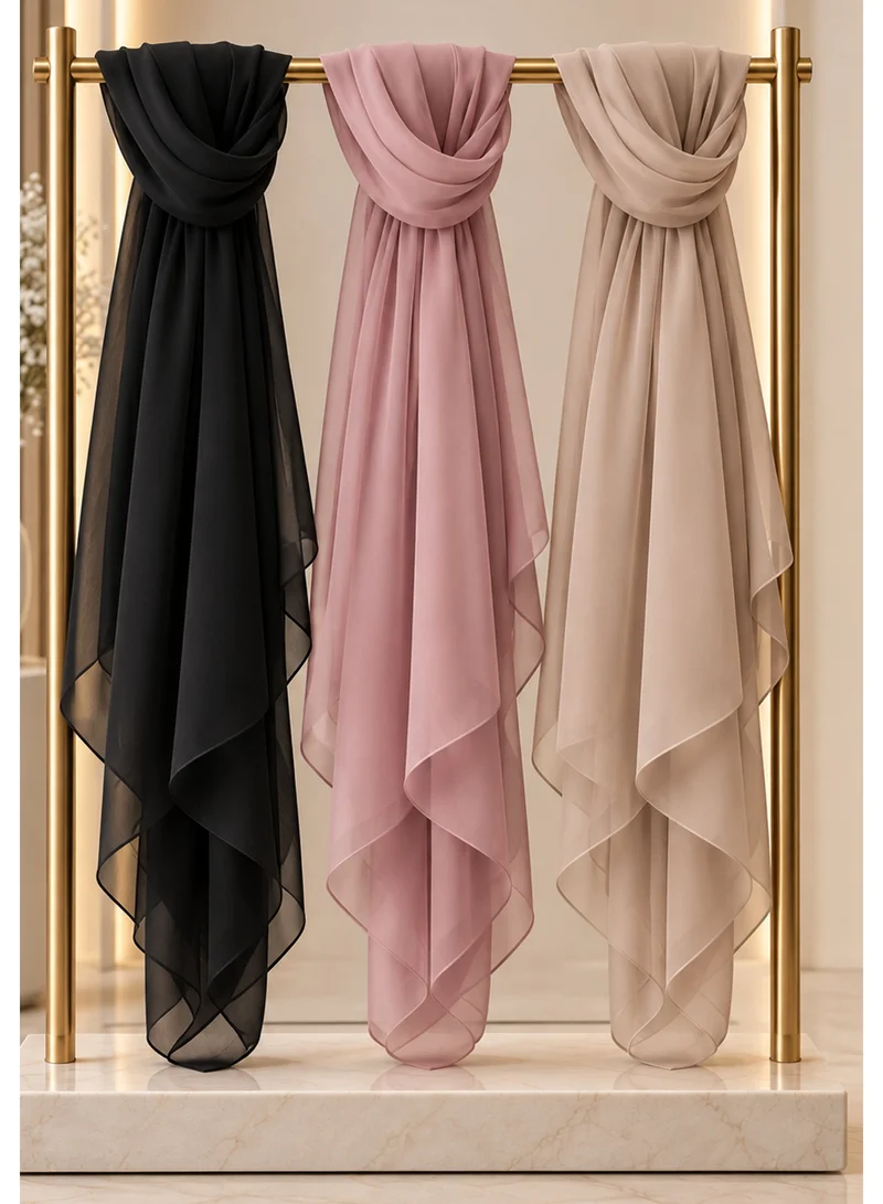 Wool Chiffon Shayla | Luxury Non-Slip Hijab Scarf – UAE Headscarf Set of 3 Colors
