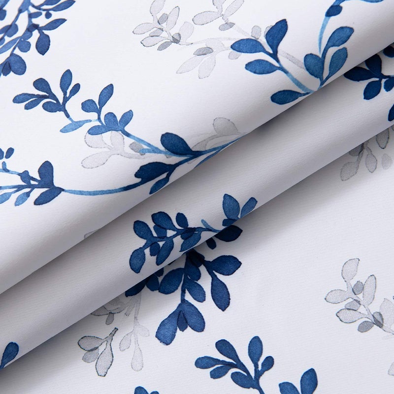 Inselnwald Navy Blue Valance for Windows Watercolor الزهور النباتية أوراق أوراق المطبوعة قضيب الجيب معالجات النافذة البحرية والأبيض للمطبخ مقهى الحمام 52 بوصة في 14 بوصة البحرية - Image 5