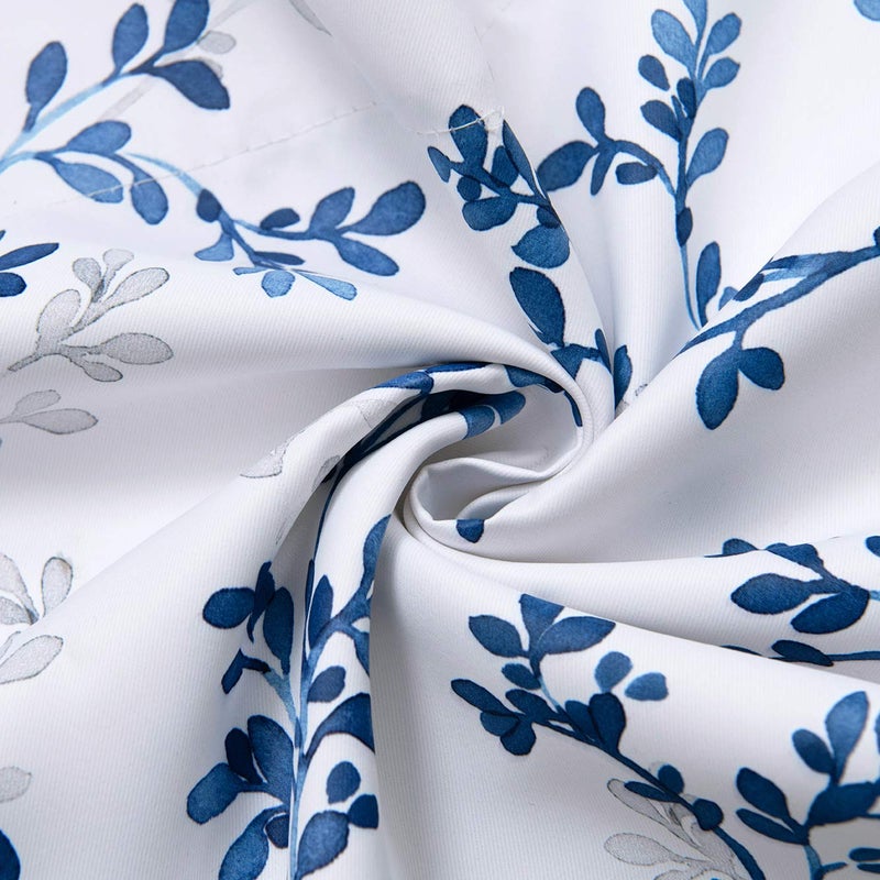 Inselnwald Navy Blue Valance for Windows Watercolor الزهور النباتية أوراق أوراق المطبوعة قضيب الجيب معالجات النافذة البحرية والأبيض للمطبخ مقهى الحمام 52 بوصة في 14 بوصة البحرية - Image 4