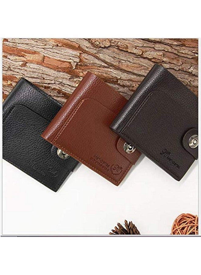Magnusdeal New men's wallet short paragraph large capacity multifunctional fashion casual magnetic buckle PU Wallet (Brown) - Image 4