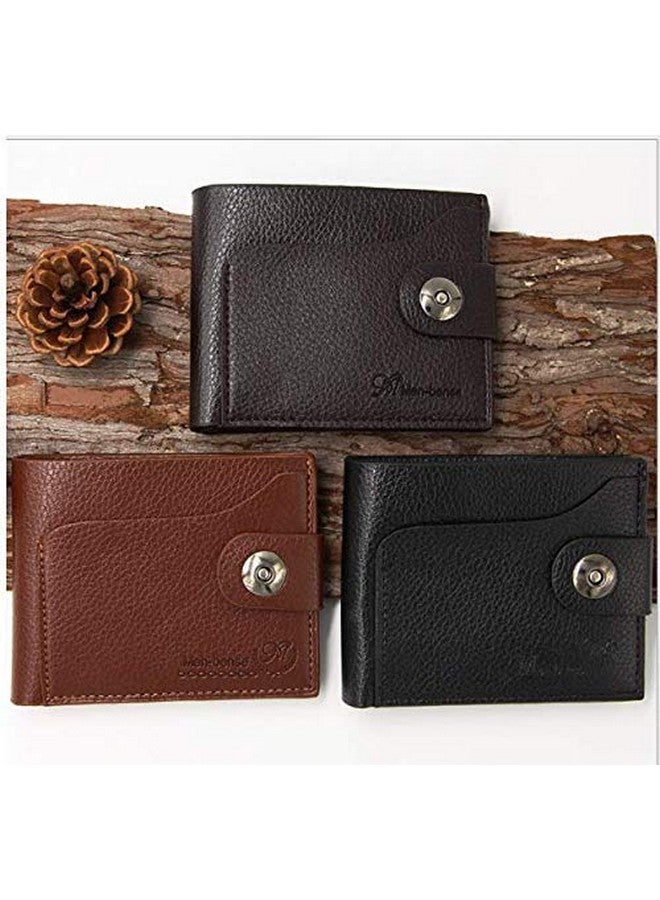 Magnusdeal New men's wallet short paragraph large capacity multifunctional fashion casual magnetic buckle PU Wallet (Brown) - Image 3