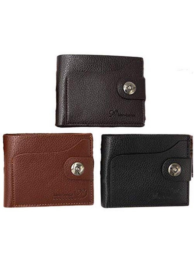 Magnusdeal New men's wallet short paragraph large capacity multifunctional fashion casual magnetic buckle PU Wallet (Brown) - Image 1