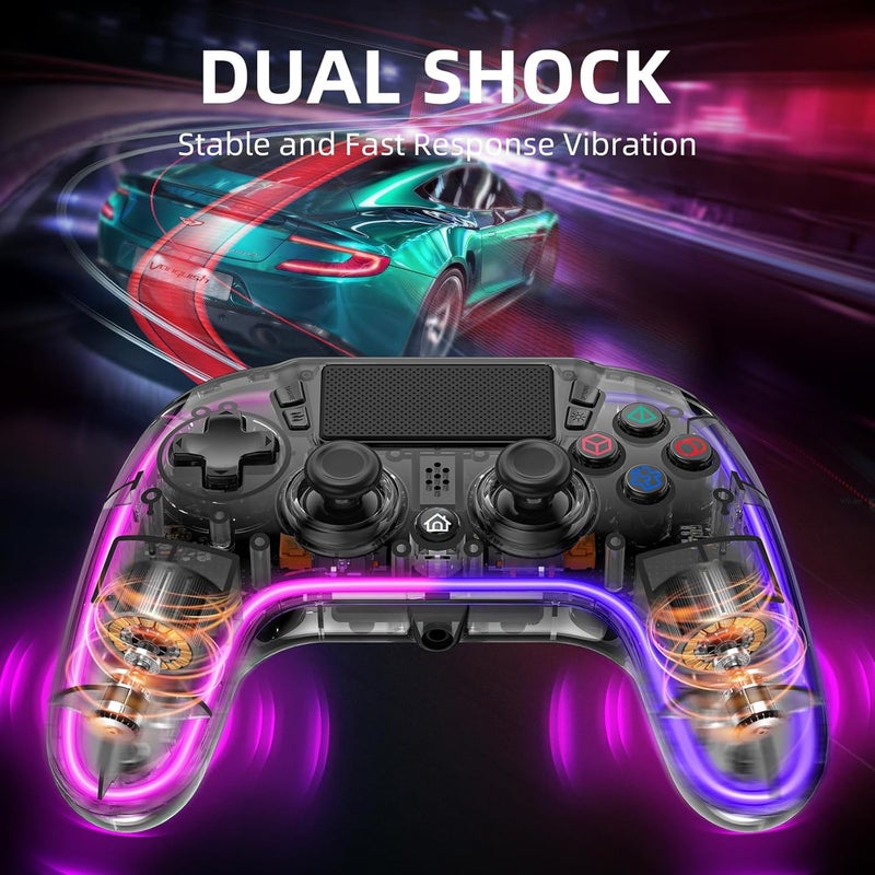 HONGHAO Custom Controllers For PS4 with Hall Trigger and 8 Color Changing LED Lights, Wireless PS4 Remote Dual 4 Shock Aimbot Joystick Controller for Playstation 4 (Brown) - Image 4