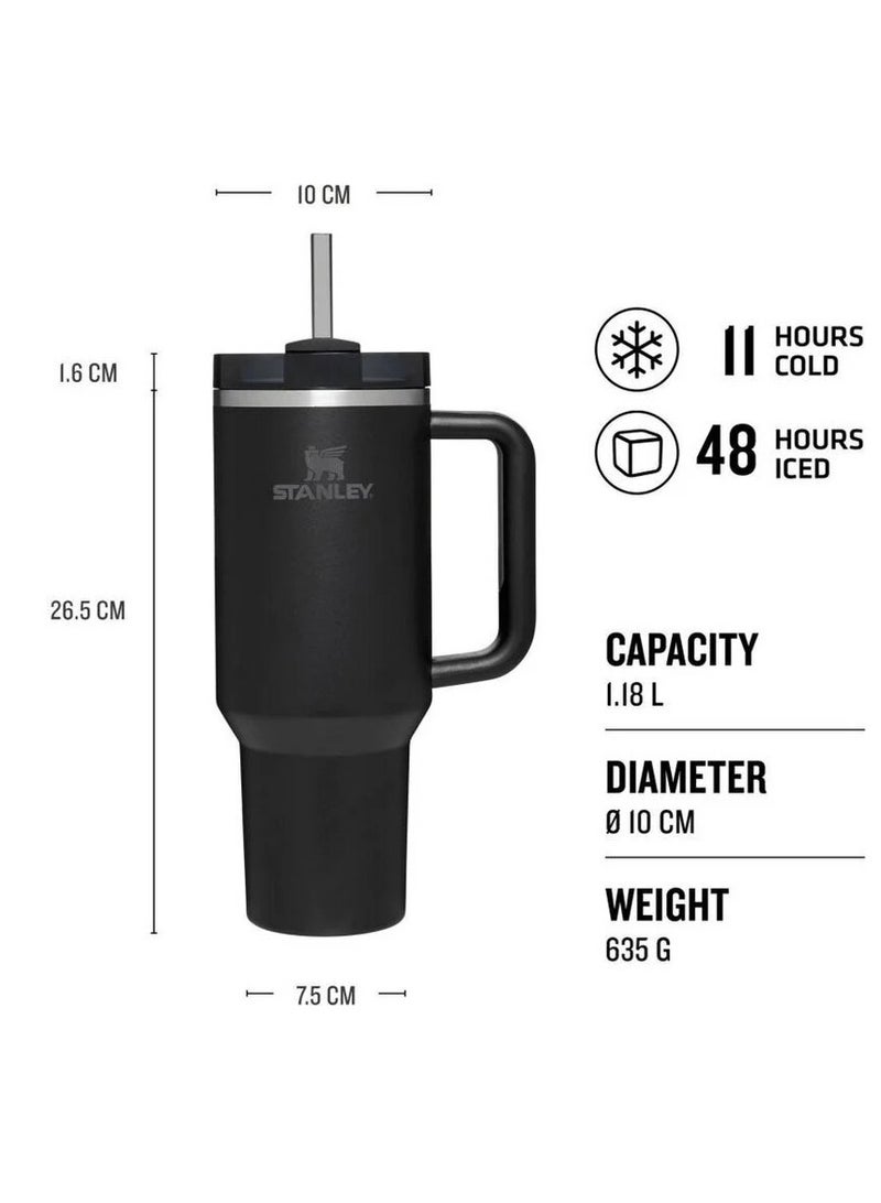 Stanley Quencher H2.0 FlowState Vacuum Insulated Tumbler – 40oz Black Stainless Steel Travel Mug with Leakproof Lid & Reusable Straw – Double-Walled Thermal Bottle – Keeps Drinks Hot for 7 Hours & Cold for 24 Hours – Durable, BPA-Free & Ideal for Coffee, Water, Smoothies, Iced Tea & On-the-Go Hydration - Image 5