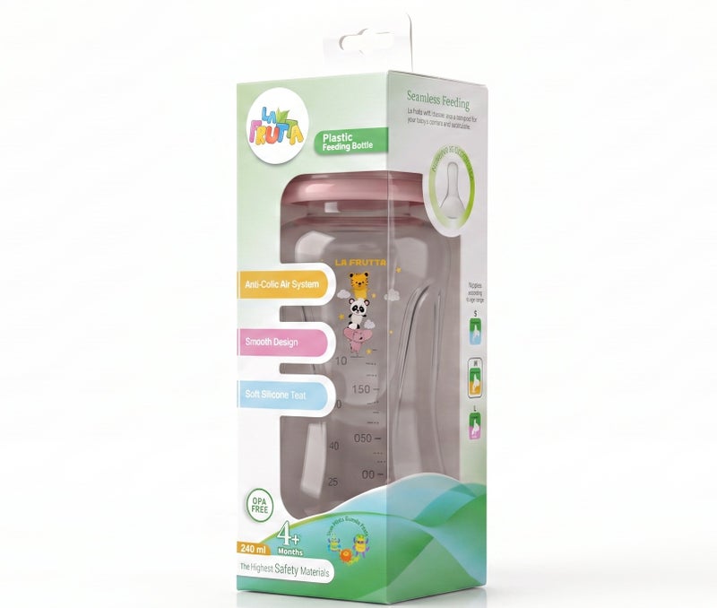 La Frutta La Fruta Comfort Plastic Bottle, Anti-Colic Air System for 4+ Months, 240ml Capacity, with Soft Silicone Teat, BPA-Free - Image 4