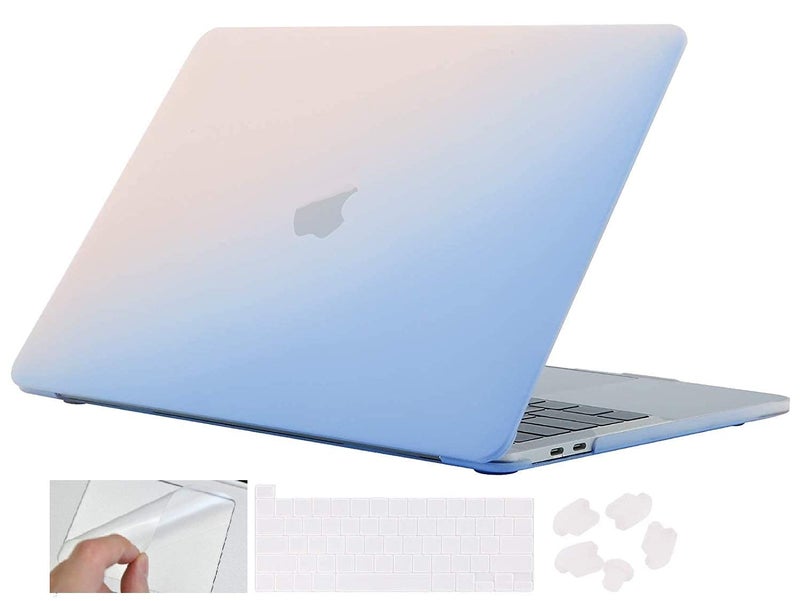 MOCA Hard Shell Case for MacBook Air 13 inch M1 A2337 A2179 A1932 [2022, 2021-2018 Release] with Retina Display Touch id Slim Lightweight Matte Scratch Resistant (Baby Pink/Blue) - Image 1