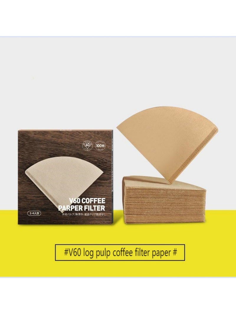 حصريا ورق فلتر القهوة المخروطي البني V60 100 ورقة (مقاس 01) - Image 1