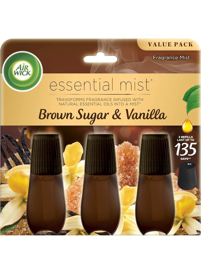 Air Wick Air Wick Essential Mist Refill, 3ct, Brown Sugar & Vanilla, Fall Scent, Essential Oils, Air Freshener - Image 1