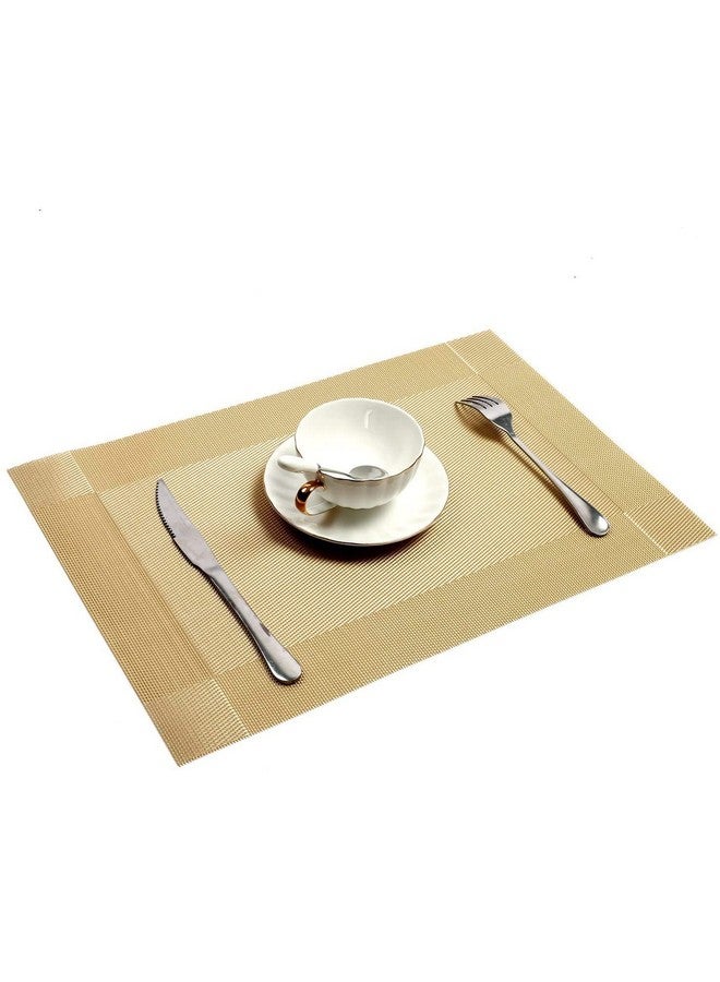 P-PLUS INTERNATIONAL Washable PVC Vinyl Heat Resistant Long Dinner Table Mats Placement Easy to Wash Cleaning Both Side Usable (Set of 6 + 1 Runner, Gold) - Image 5