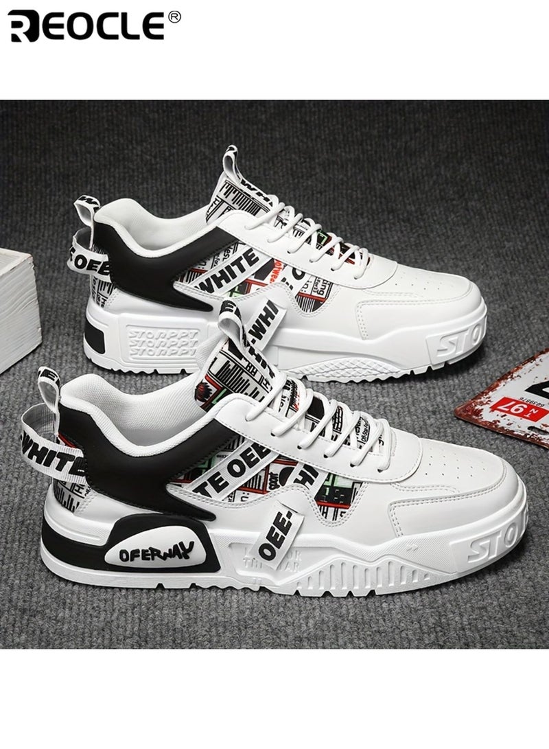 REOCLE Men's Breathable Casual Sneakers Versatile Low Top Skate Shoes with Lace Up Closure Durable Rubber Sole for All Seasons Outdoor and Daily Use - Image 2