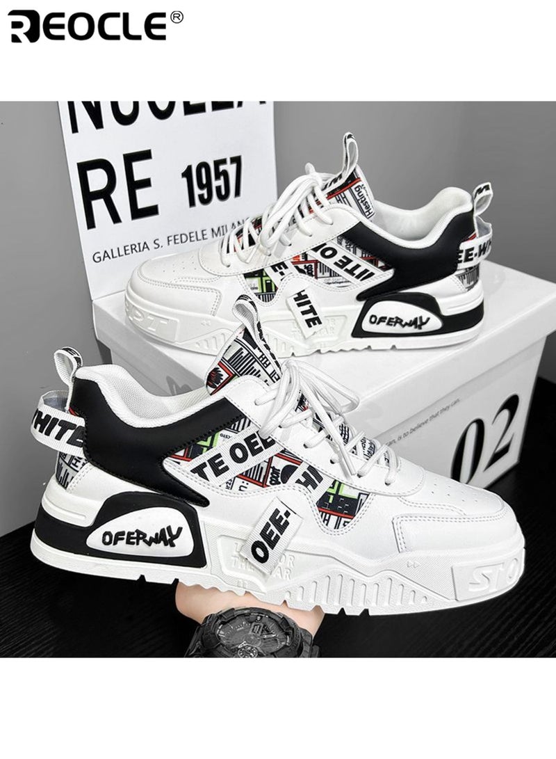 REOCLE Men's Breathable Casual Sneakers Versatile Low Top Skate Shoes with Lace Up Closure Durable Rubber Sole for All Seasons Outdoor and Daily Use - Image 3