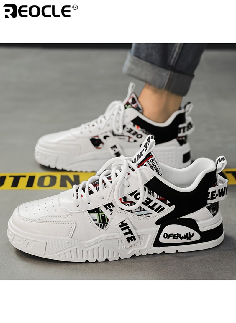 REOCLE Men's Breathable Casual Sneakers Versatile Low Top Skate Shoes with Lace Up Closure Durable Rubber Sole for All Seasons Outdoor and Daily Use - Image 5
