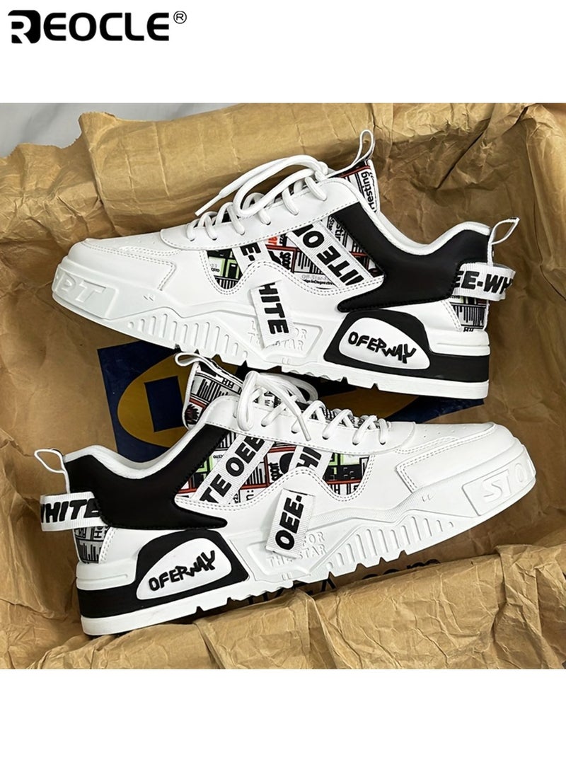 REOCLE Men's Breathable Casual Sneakers Versatile Low Top Skate Shoes with Lace Up Closure Durable Rubber Sole for All Seasons Outdoor and Daily Use - Image 4