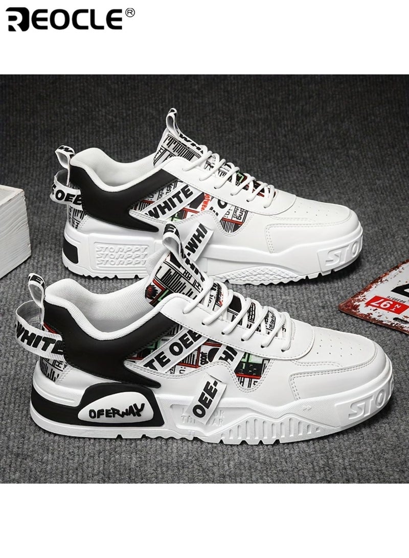 REOCLE Men's Breathable Casual Sneakers Versatile Low Top Skate Shoes with Lace Up Closure Durable Rubber Sole for All Seasons Outdoor and Daily Use - Image 3