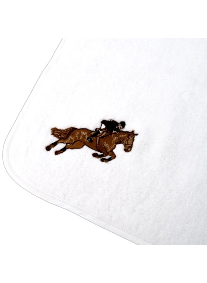 MOMO FOR HOME White Cotton Terry Towel 50×100 cm with Horses Embroidery - Image 2