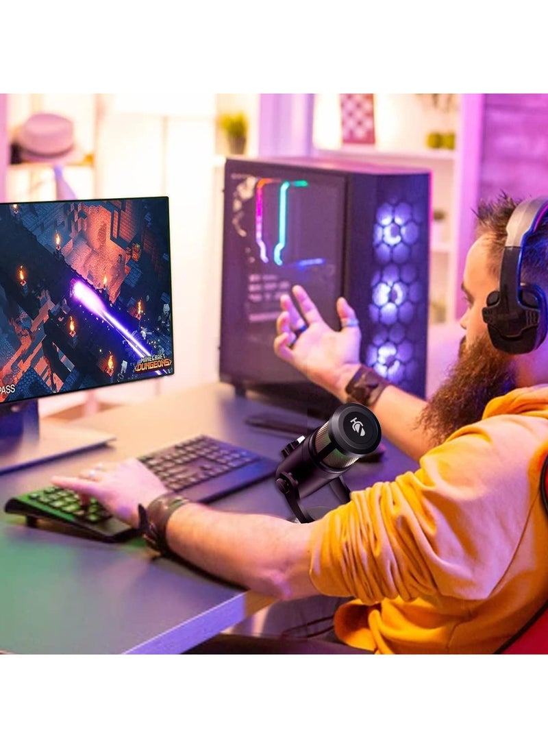 ميكروفون الألعاب، ميكروفون USB مكثف للبودكاست مع إضاءة RGB، مستشعر النقر لكتم الصوت، نمط قطبي قلبي للألعاب، والبث، والبودكاست، وتويتش، ويوتيوب، والديسكورد - Image 3