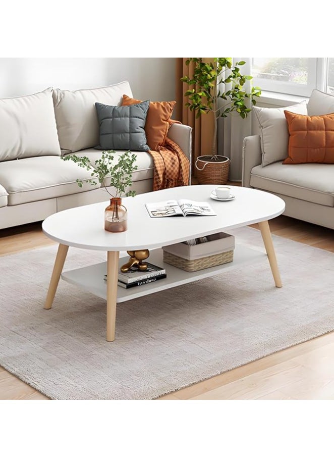 DubaiGallery Double Layer End Table Marble Like Side Table Coffee Table Sofa Table Bedside Table for Living Room Small Space  - Image 2