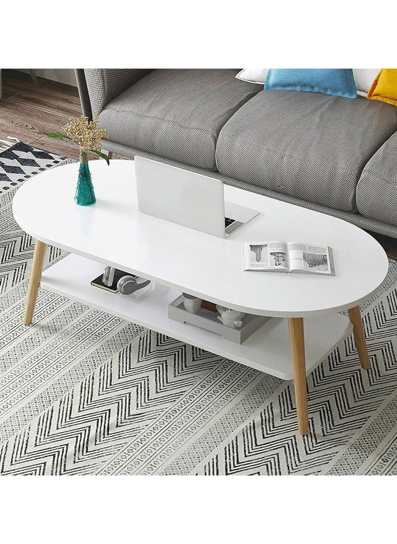 DubaiGallery Double Layer End Table Marble Like Side Table Coffee Table Sofa Table Bedside Table for Living Room Small Space  - Image 3
