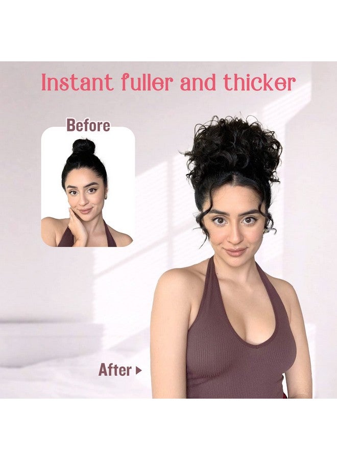 HOOJIH Curly Hair Bun, Messy Bun Hair Piece Elastic Drawstring Messy Bun Large Full Hair Bun Extension Hairpiece Short Synthetic Ponytail Extension For Women Dark Auburn Red With Black Mixed - Image 4