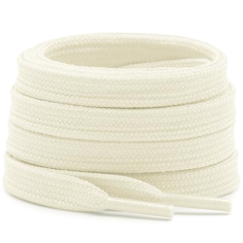 DELELE Solid Flat Shoe Laces: Hollow Thick Beige Shoelaces for Sneakers 2 Pair 47 inch - Image 1