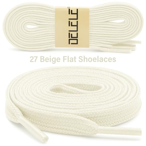 DELELE Solid Flat Shoe Laces: Hollow Thick Beige Shoelaces for Sneakers 2 Pair 47 inch - Image 2