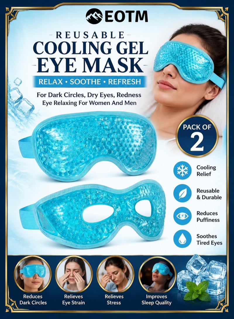 EOTM 2 Pcs Reusable Hot and Cold Therapy Eye Mask For Puffiness, Dark Circles, Eye Bags, Dry Eyes, Headaches, Migraines, Stress Relief - Image 1