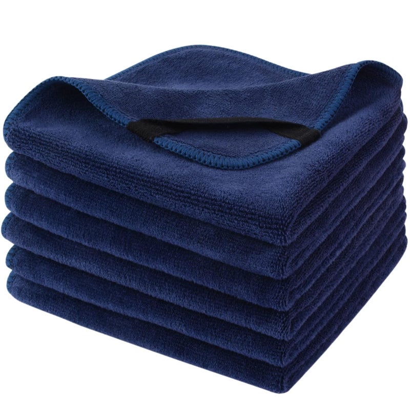 SINLAND Microfiber Facial Cloths Fast Drying Washcloth 12inch x 12inch 6pack Navy Blue