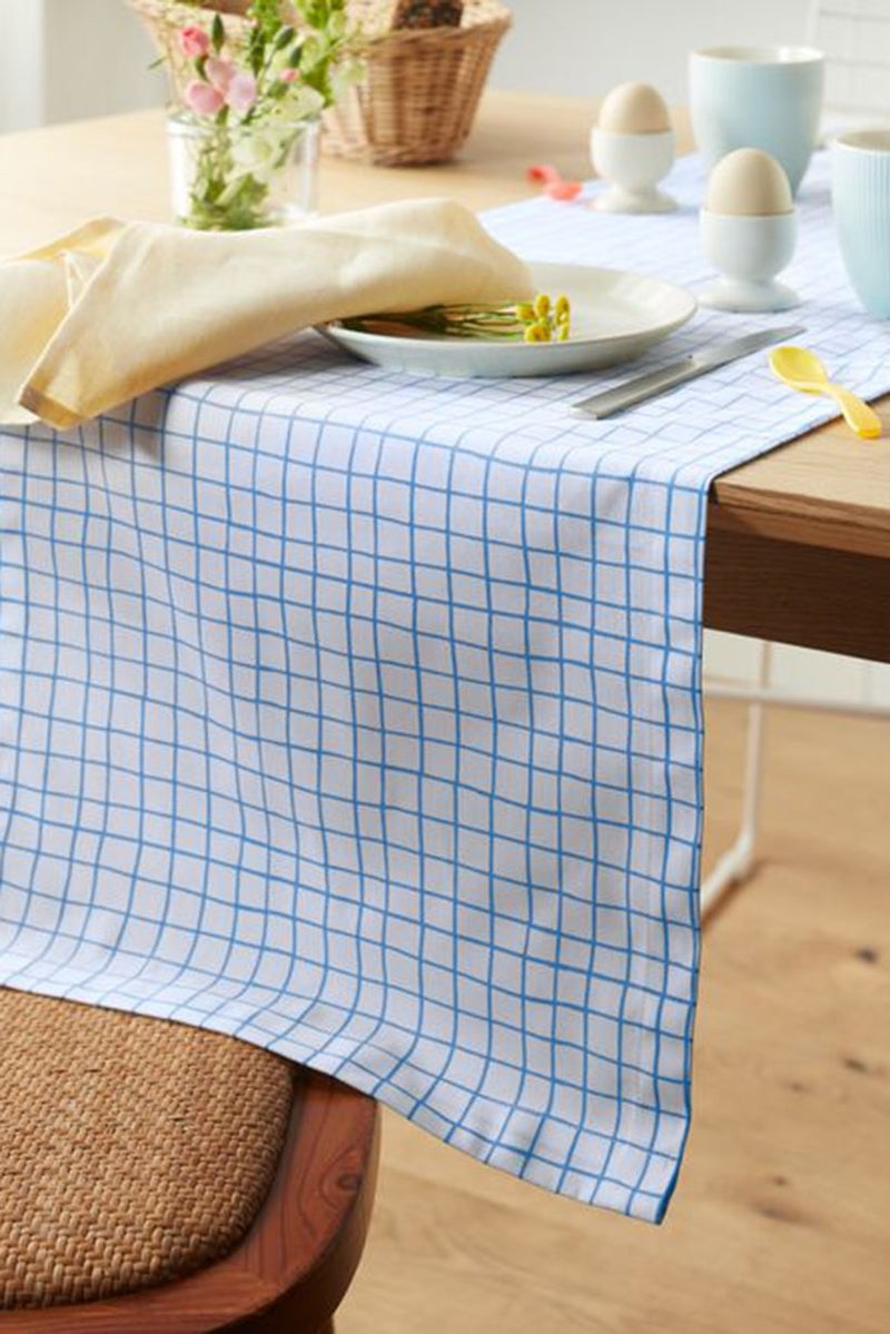 Tchibo Gingham Pattern Table Runner, White  - Image 1