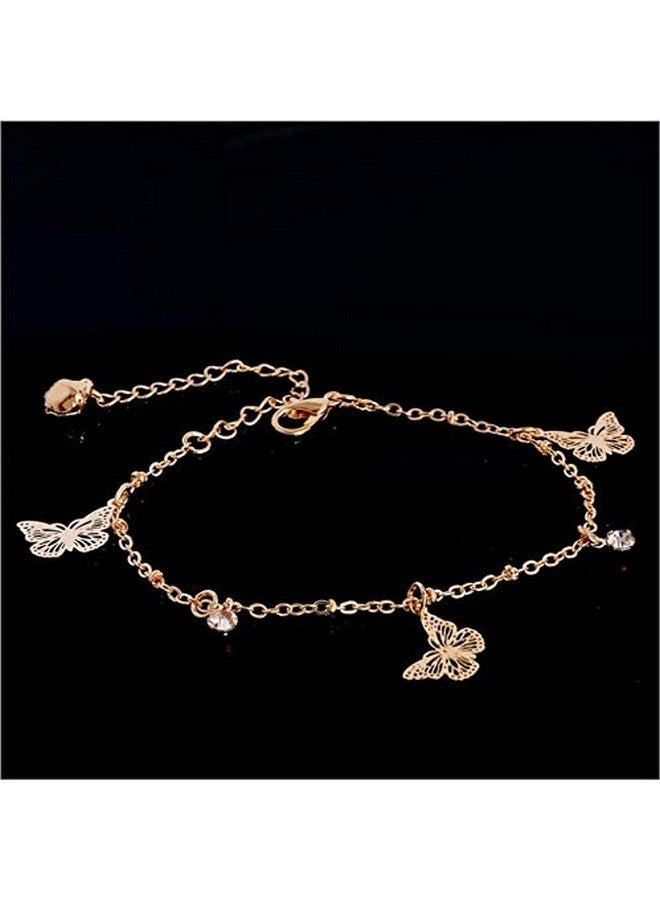 سيثر خلخال على شكل فراشة للنساء، سلسلة خلخال أنيقة من الكريستال قابلة للتعديل، مجوهرات يدوية الصنع للقدم واليد، هدية - Image 2