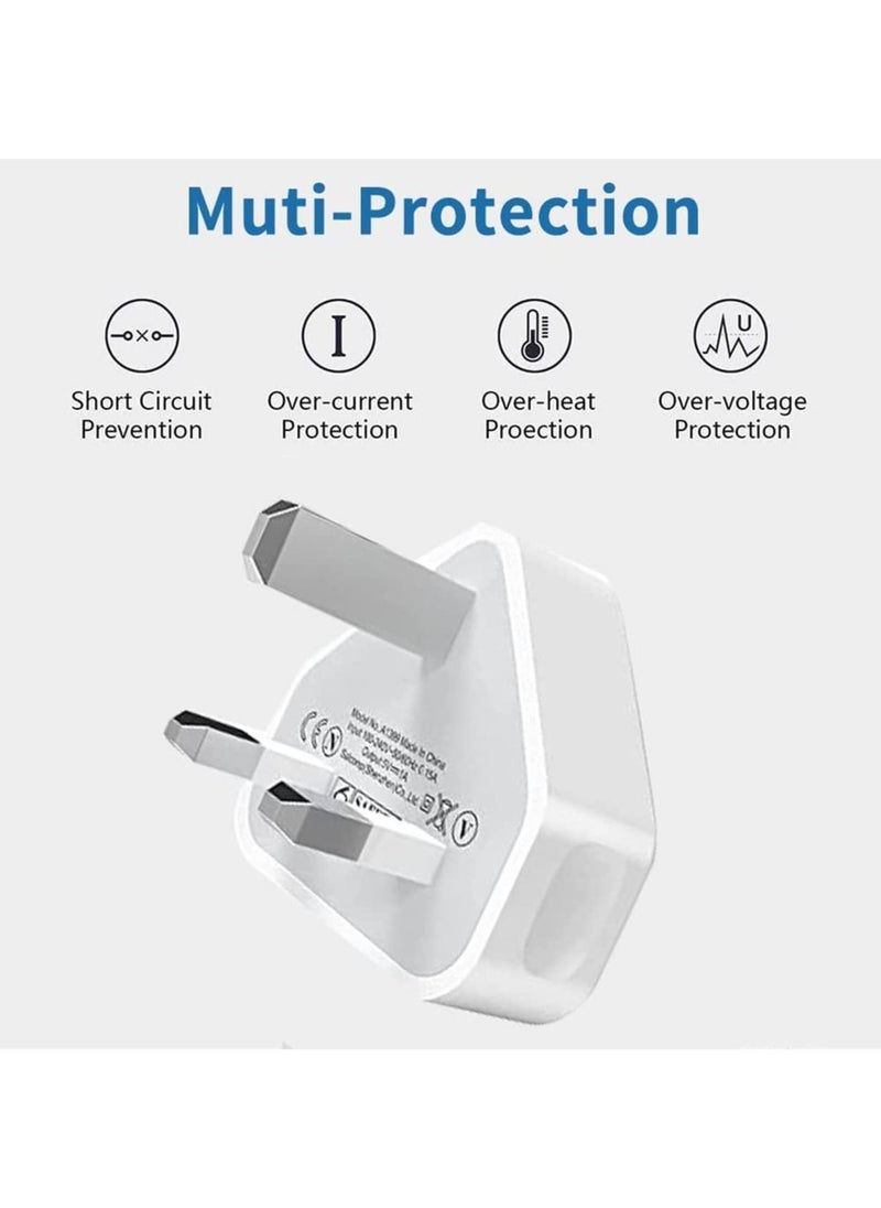 Generic - 2 Pack 3 pin USB Fast Wall Charging Power Adapter with 2 Pack 1M Lightning to USB Fast Charging Cord for iPhone 14/13/12/11/XS/X/8/7/6/iPad - Image 1