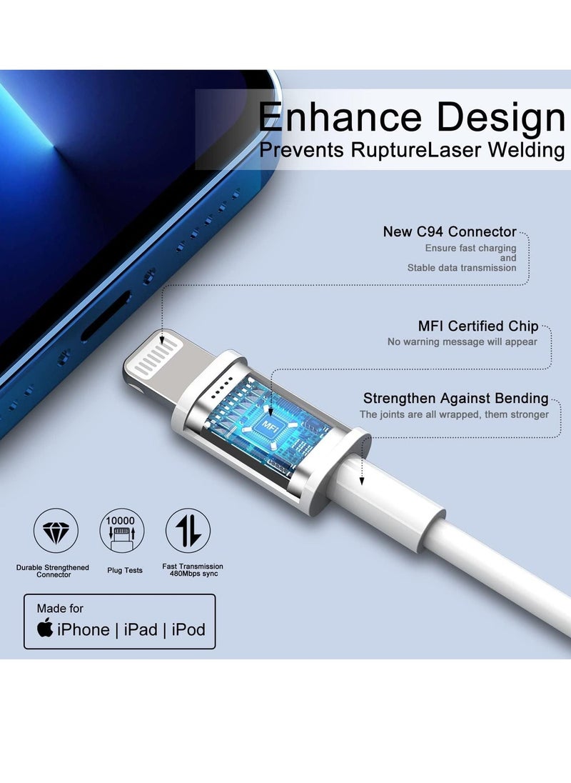 Generic - 2 Pack 3 pin USB Fast Wall Charging Power Adapter with 2 Pack 1M Lightning to USB Fast Charging Cord for iPhone 14/13/12/11/XS/X/8/7/6/iPad - Image 1