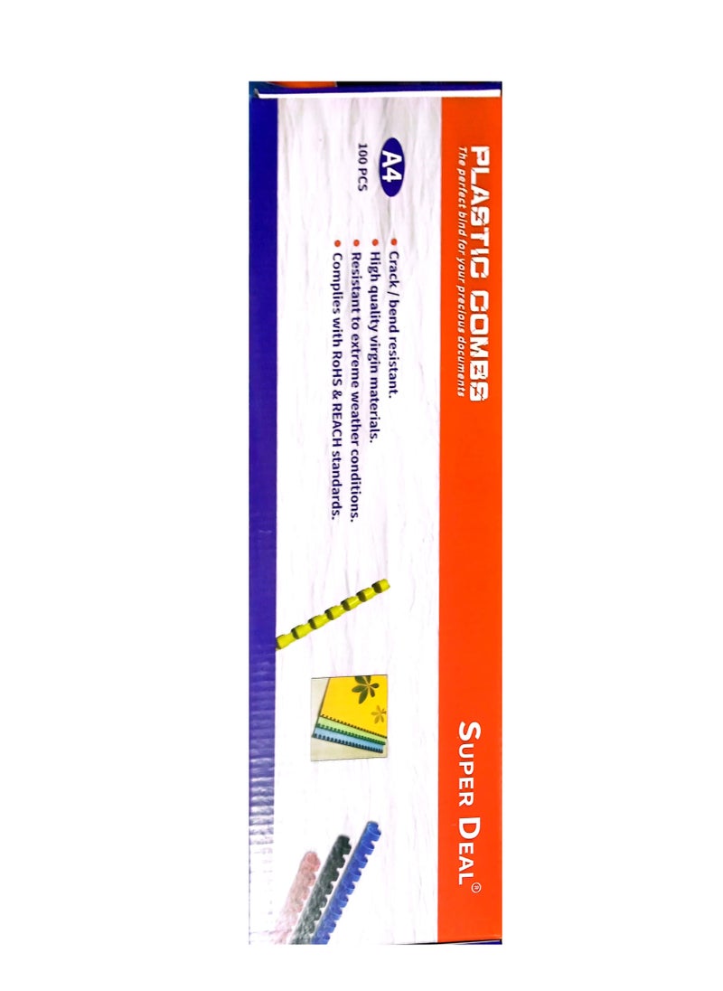 SUPER DEAL 100-Piece Plastic Binding Combs 12mm White  - Image 2