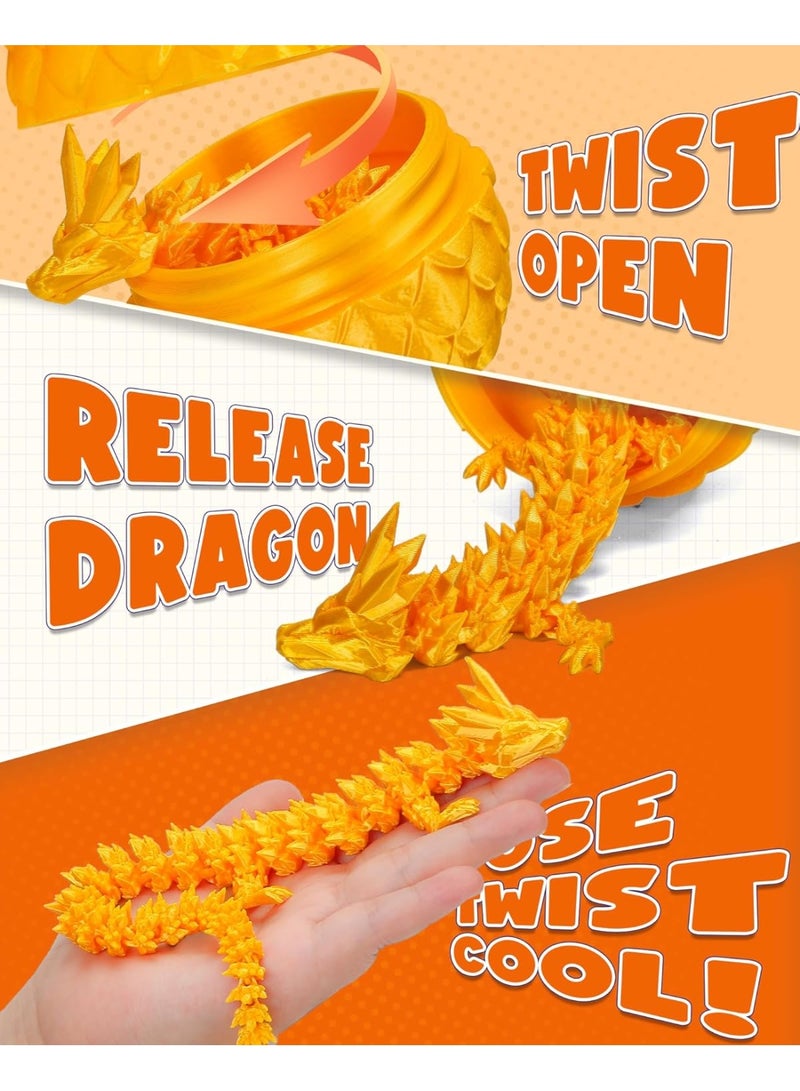 ARGT 3D Printed Dragon Egg, Dragon Eggs with Dragon Inside, Crystal Dragon Fidget Toys, Mystery Crystal Dragon, Executive Fidget Desk Toys for Gifts, Home Office Decor (Bright Yellow) - Image 5