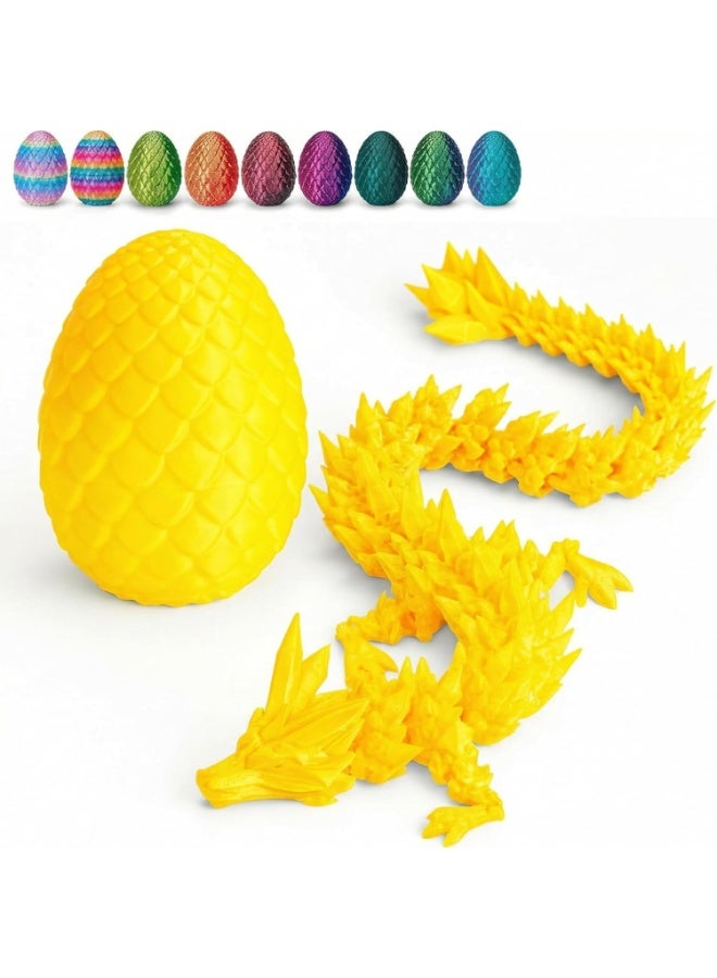ARGT 3D Printed Dragon Egg, Dragon Eggs with Dragon Inside, Crystal Dragon Fidget Toys, Mystery Crystal Dragon, Executive Fidget Desk Toys for Gifts, Home Office Decor (Bright Yellow) - Image 1