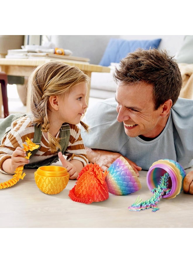 ARGT 3D Printed Dragon Egg, Dragon Eggs with Dragon Inside, Crystal Dragon Fidget Toys, Mystery Crystal Dragon, Executive Fidget Desk Toys for Gifts, Home Office Decor (Bright Yellow) - Image 2