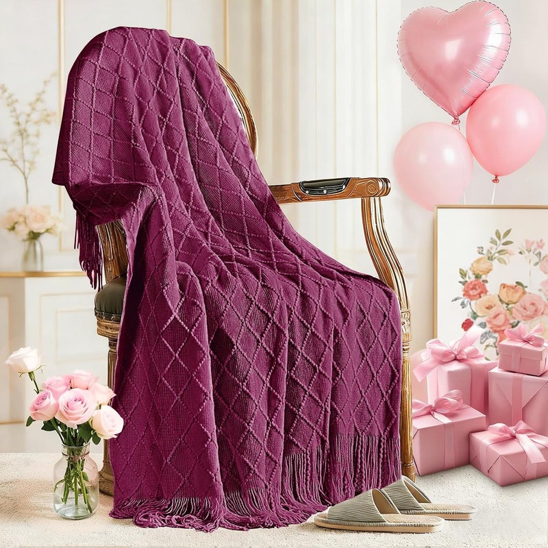 inhand Knitted Throw Blanket for Couch and Bed, Soft Living Room Home Decor Knitted Blanket with Tassel, Outdoor Lightweight Breathable Summer Blanket, Farmhouse Warm Woven Decorative, 50"x60" - Image 1