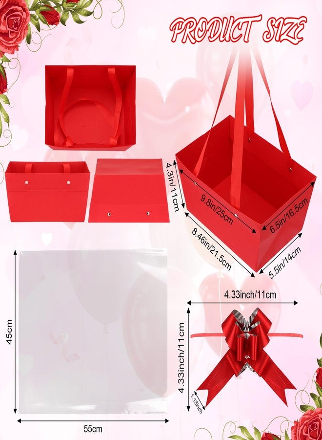 PerKoop 24 Pack Baskets for Gifts Empty Bulk 6.5 x 9.8'' Thick Kraft Gift Basket with Pull Bows Bags Empty Gift Basket for Easter Birthday Wedding Mother's Day Graduation Snack Farmers Market(Red) - Image 4