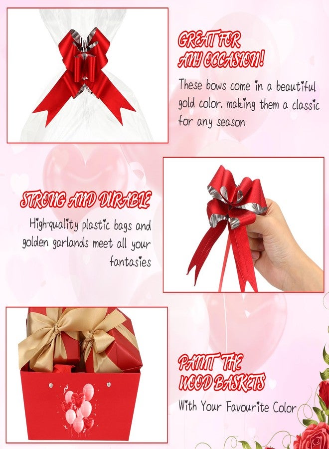 PerKoop 24 Pack Baskets for Gifts Empty Bulk 6.5 x 9.8'' Thick Kraft Gift Basket with Pull Bows Bags Empty Gift Basket for Easter Birthday Wedding Mother's Day Graduation Snack Farmers Market(Red) - Image 3