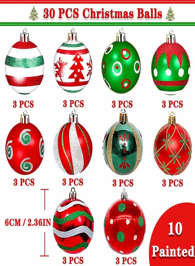 KALOR 2.36"/60mm Christmas Balls Ornaments Set, 30 Pcs Christmas Tree Decorations Balls Multi-Color Shatterproof Hanging Ornaments for Xmas Party - Image 2