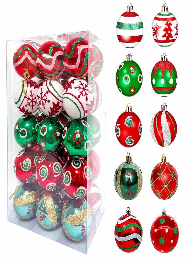 KALOR 2.36"/60mm Christmas Balls Ornaments Set, 30 Pcs Christmas Tree Decorations Balls Multi-Color Shatterproof Hanging Ornaments for Xmas Party - Image 1